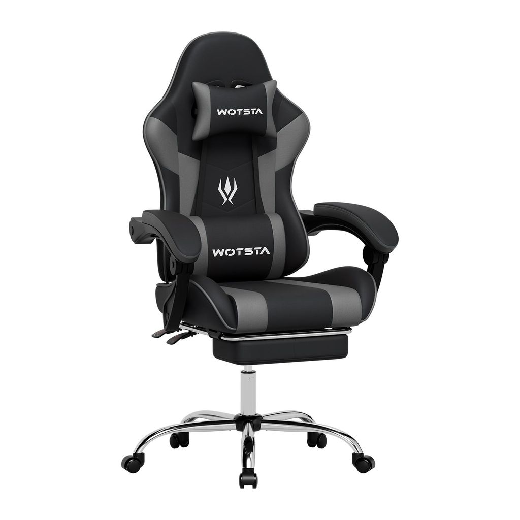 Gaming Stuhl mit Fußstütze, 135° verstellbarer Rückenlehne, Produktbild 