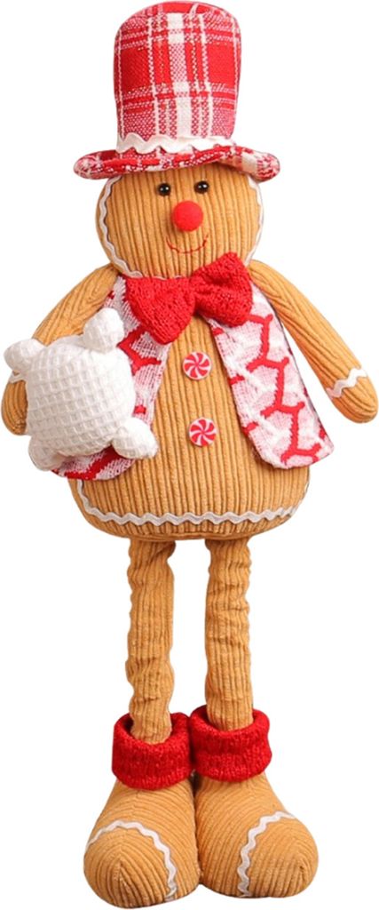 Weihnachts-Lebkuchenmann-Dekoration, Plüsch-Puppenspielzeug mit ausziehbaren Beinen, weiche Lebkuchenpuppe für die Küche, für Weihnachtsfeier, ...