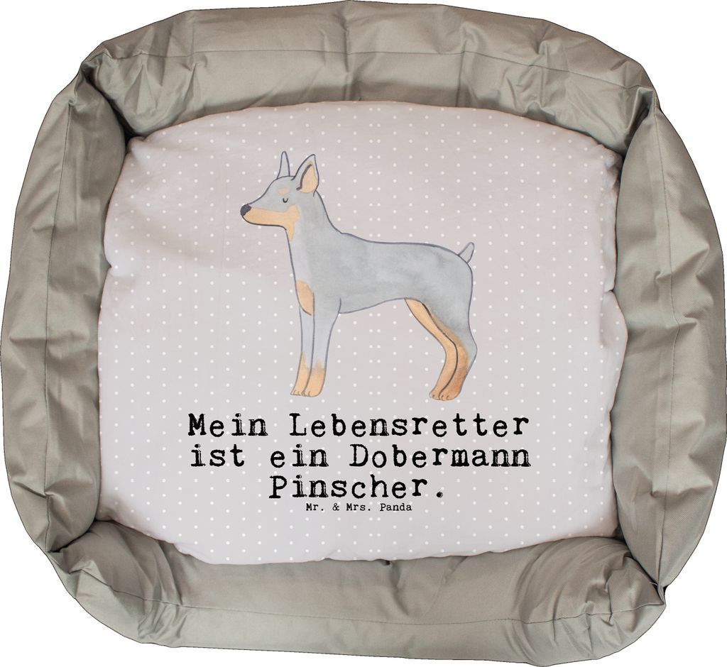 Mr. & Mrs. Panda Hundeliege Dobermann Pinscher Lebensretter - Grau Pastell - Geschenk, Valentinstag, Weihnachten, Vatertag, Geburtstag, Hund, Welpen
