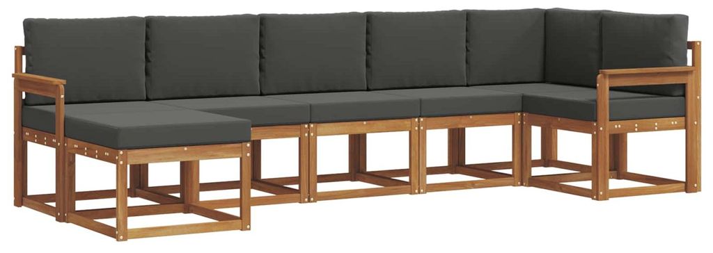 vidaXL Outdoor-Sofagarnitur mit Kissen 7 pcs Natur und Anthrazit
