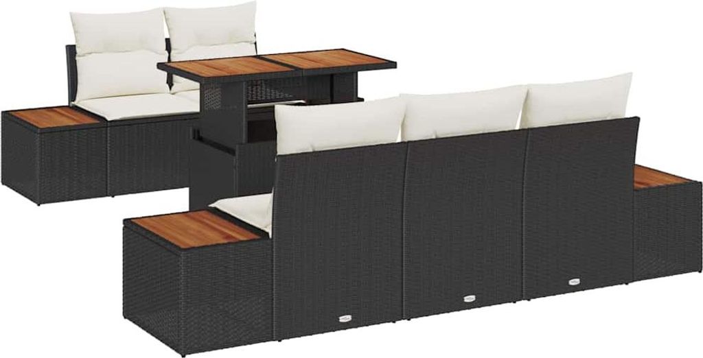 vidaXL Garten Essgruppe mit Kissen 6 pcs Schwarz und Beige