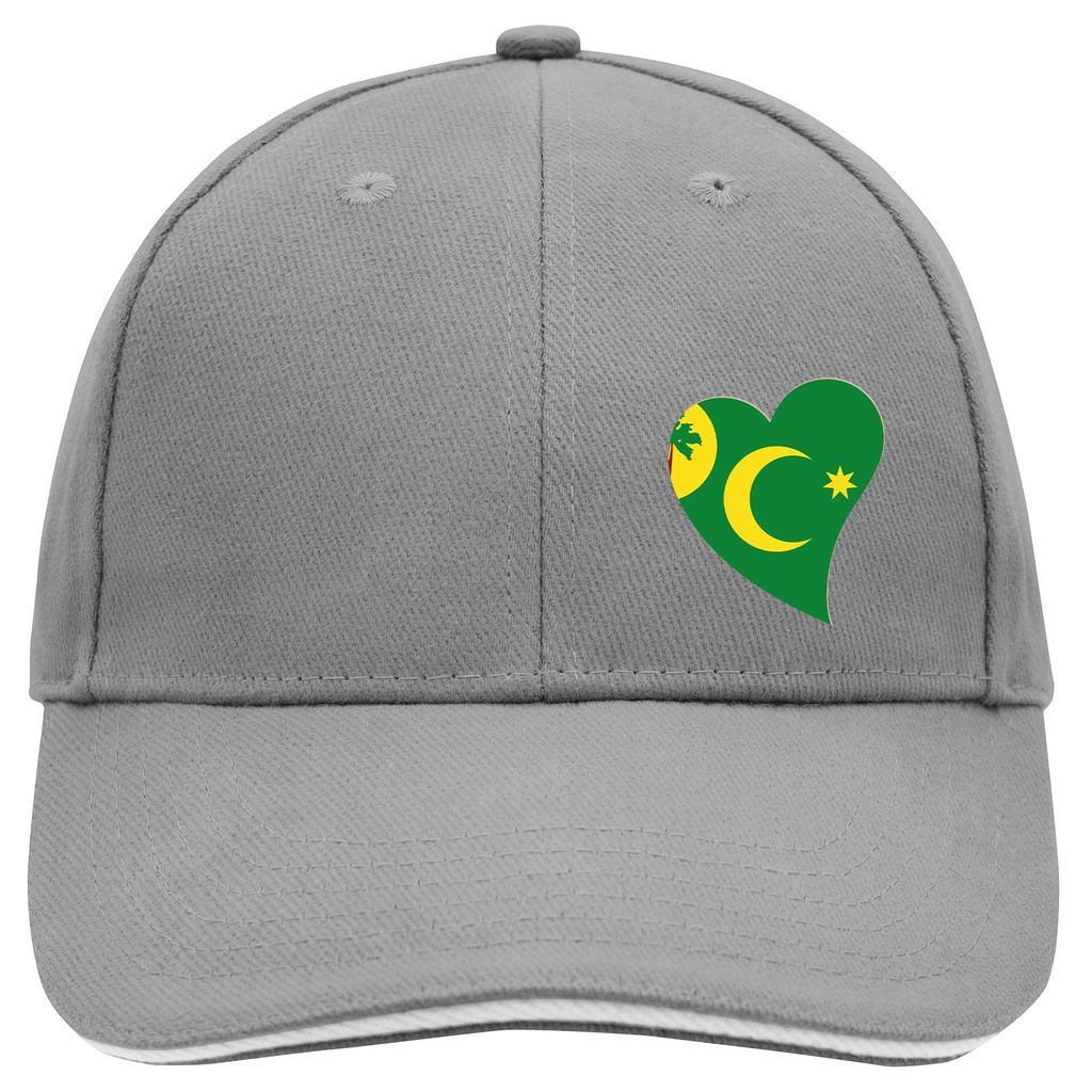 Huuraa Cappy Mütze Kokosinseln Flagge Herz Dark Grey/White Baumwolle 6-Panel Kappe Geschenkidee