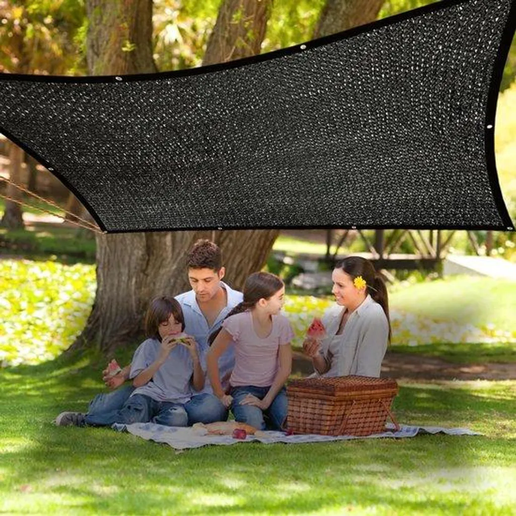 Brise-vue et filet de protection solaire noir 2x5m haute densité lot de 2