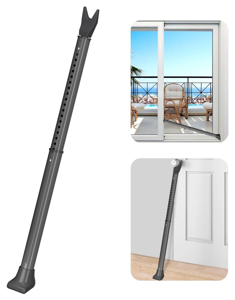 Verbesserte Tür- und Schiebetürsicherheit, robuster Türstopper, verstellbarer Türstopper, Sicherheitsstange für Zuhause und Reisen (1 Stück, ...