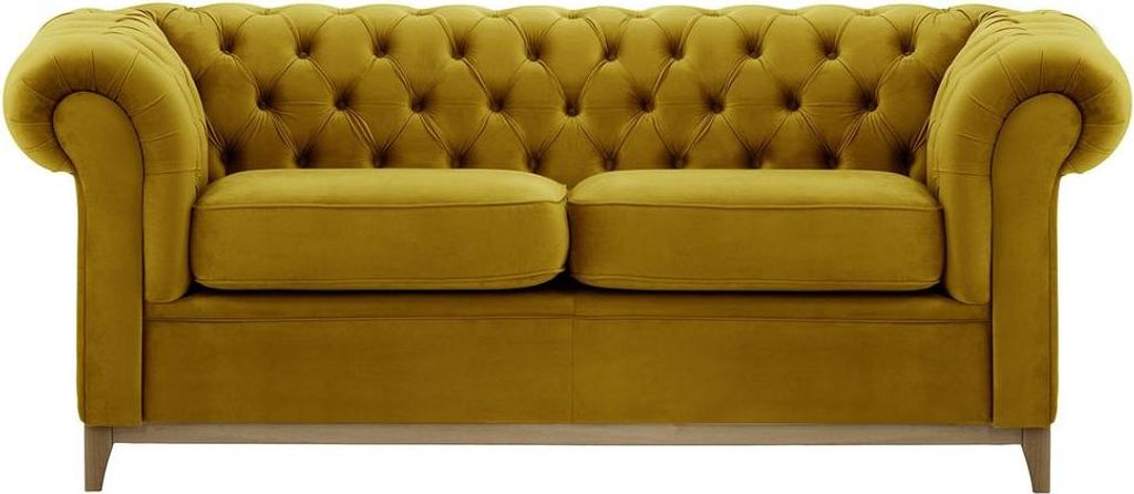 Dreisitzer-Sofa Chesterfield Wood-Velluto 9-wax black
