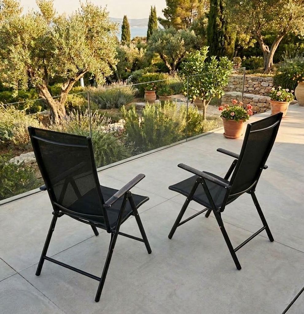 Sitzgruppe POETTO 4 Personen Schwarz Aluminium Gartenmöbel