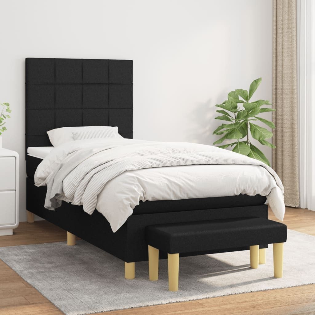 "Rabatt" Boxspringbett mit Matratze - 2 Personen - Strapazierfähiger Stoff - Schwarz 80x200 cm Stoff - Klassische Betten CC6364