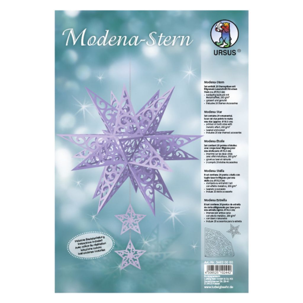 Bastelset Modena-Stern Grace 200g/qm A4 lavendel