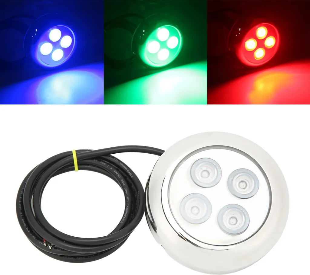 Luce subacquea marina, angolo di 60°, IP68, impermeabile, acqua di mare, luce a cupola per interni, luce per piscina, RGB, 11,5 W