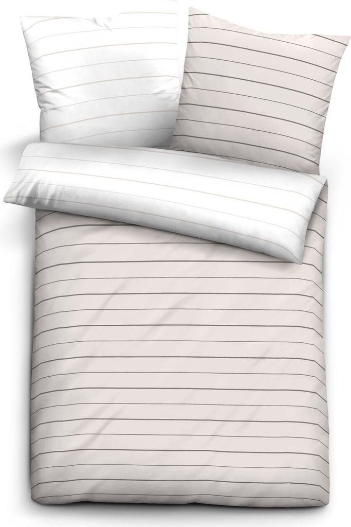 biberna 0636044 Mako-Satin Bettwäsche STREIFEN - MIX & MATCH color: taupe, size: 1x 80x80 cm