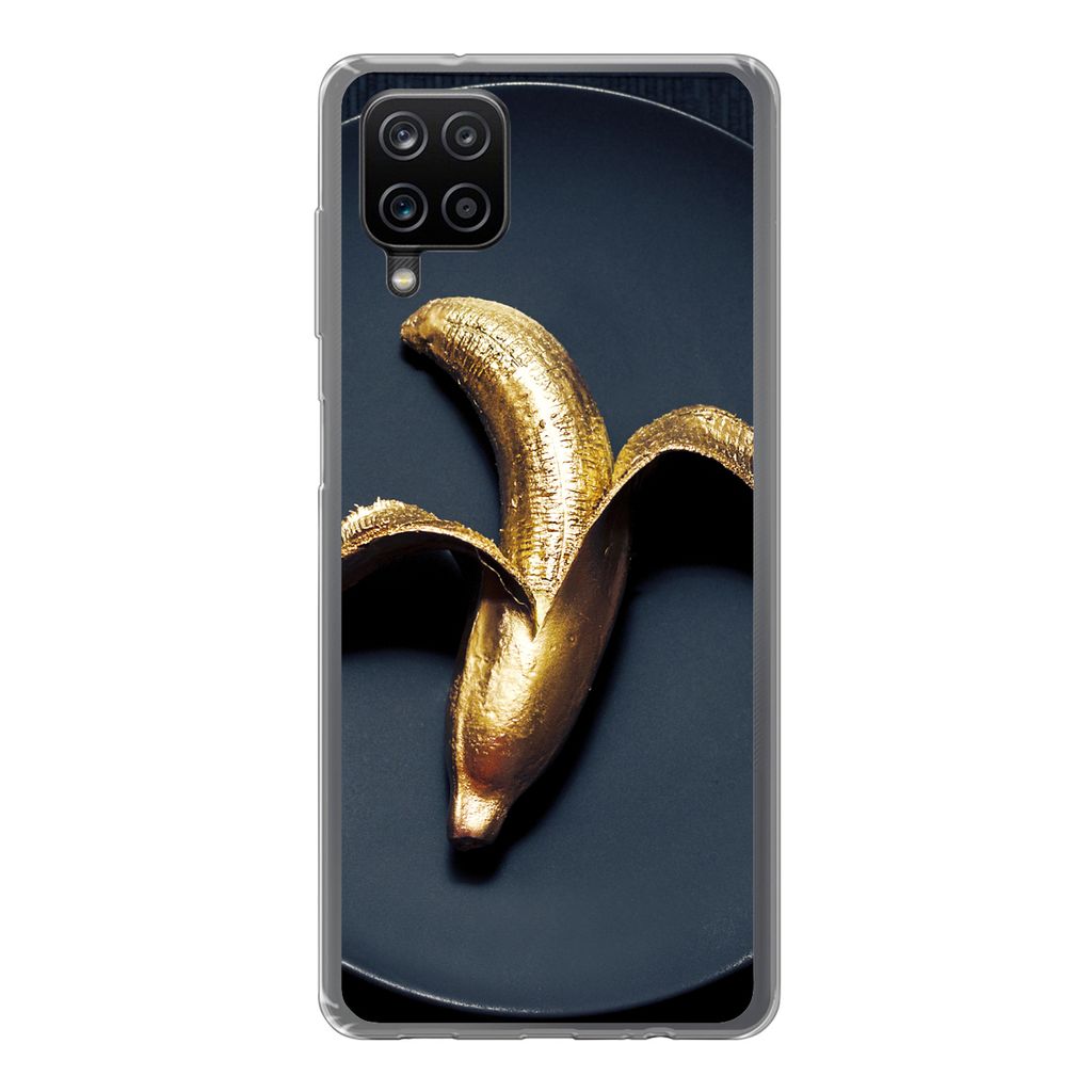 MuchoWow Handyhülle Schutzhülle Hülle für Samsung Galaxy A12 Goldene Banane auf dunklem Hintergrund Silikon Softcase Handy Hülle - Bild