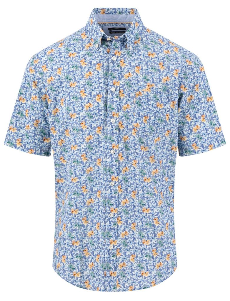 Kurzarm Hemd Fynch Hatton Blumen blau mit Brusttasche