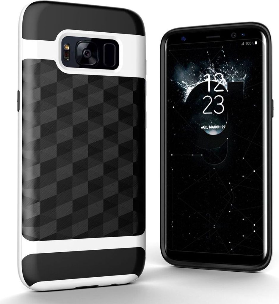 Hülle für Samsung Galaxy S7 Edge Backcover Case Handy Schutzhülle - Cover 3D Prisma Design Weiß