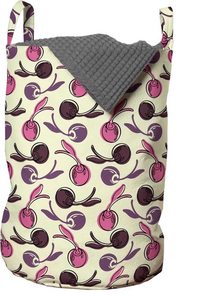 ABAKUHAUS Kirsche Wäschesack, Frühlings-Thema Kirsche Images, Wäschekorb mit Griffen Kordelzugverschluss für Waschsalons, 33 cm breit x 49 cm h...