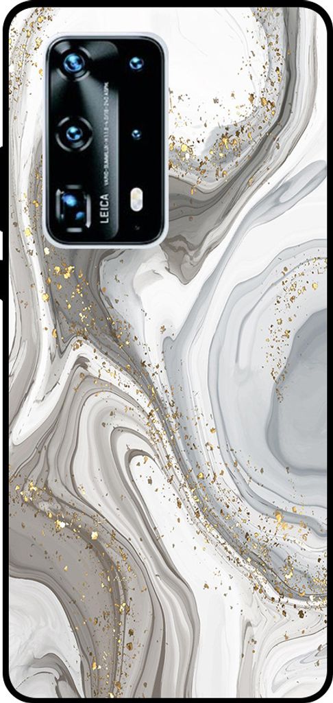 Smartphonica Phone Case Fit für Huawei P40 Pro Plus mit Marmor-Druck - TPU zurück Abdeckung Fall Marmor-Design - Silber