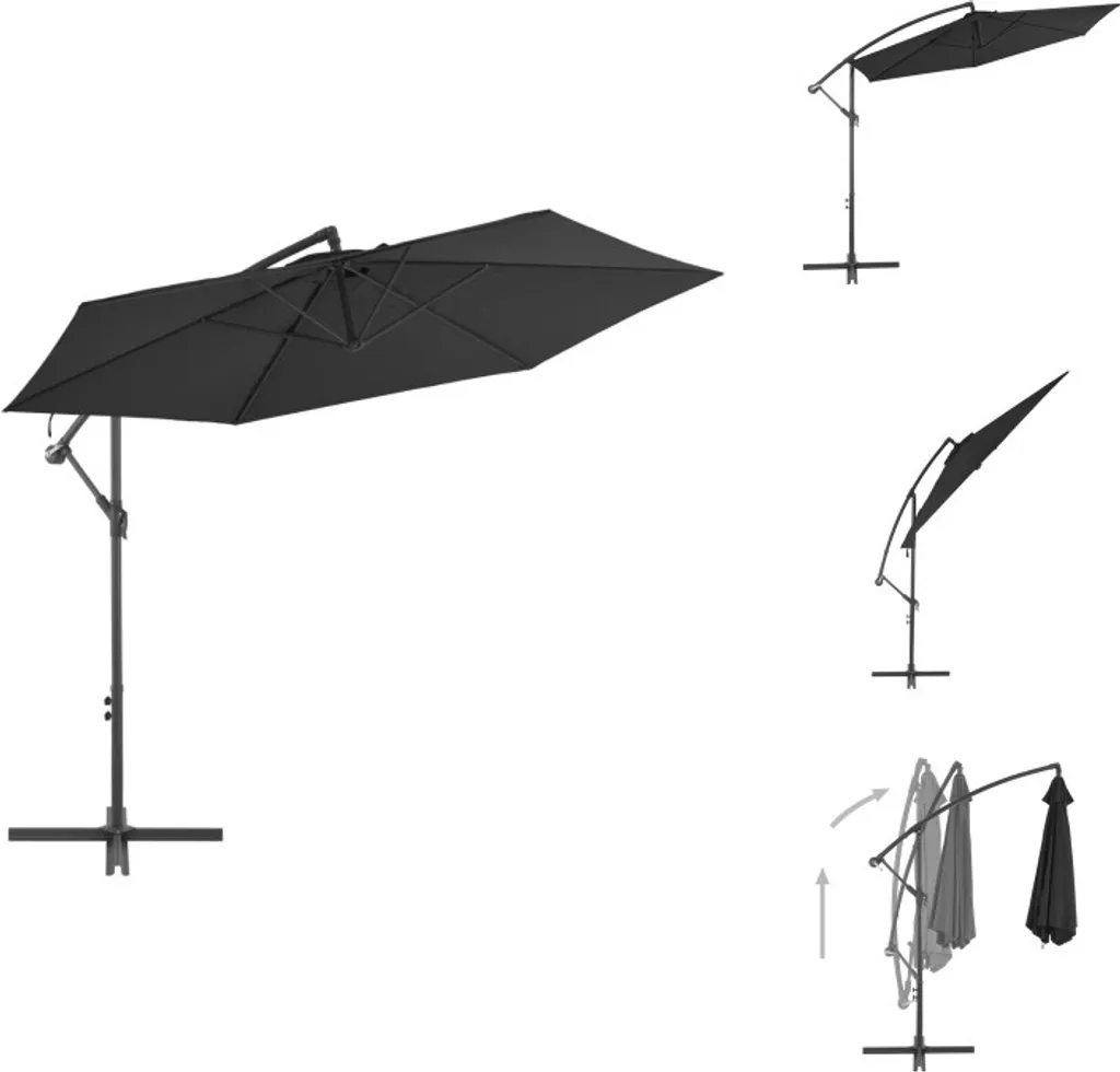 vidaXL Ombrello Ampel 300cm Nero | Ombrellone a Sbalzo Professionale
