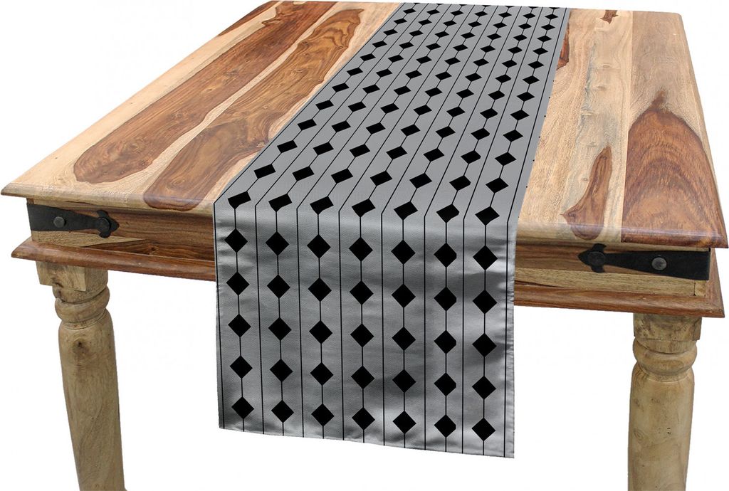 ABAKUHAUS grau Geometric Tischläufer, Square und Stripes, Esszimmer Küche Rechteckiger Dekorativer Tischläufer, 40 x 225 cm, Charcoal Grey Pale ...