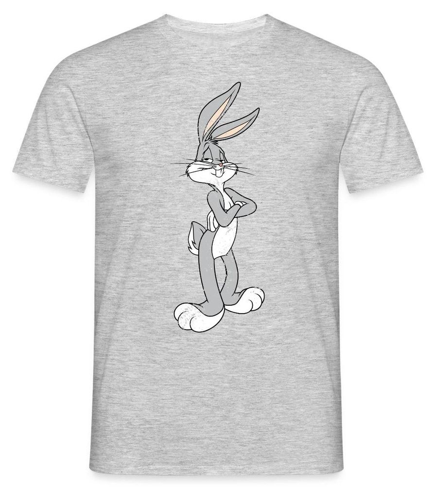 Spreadshirt Looney Tunes Bugs Bunny Vintage Pose Männer T-Shirt, S, Grau meliert