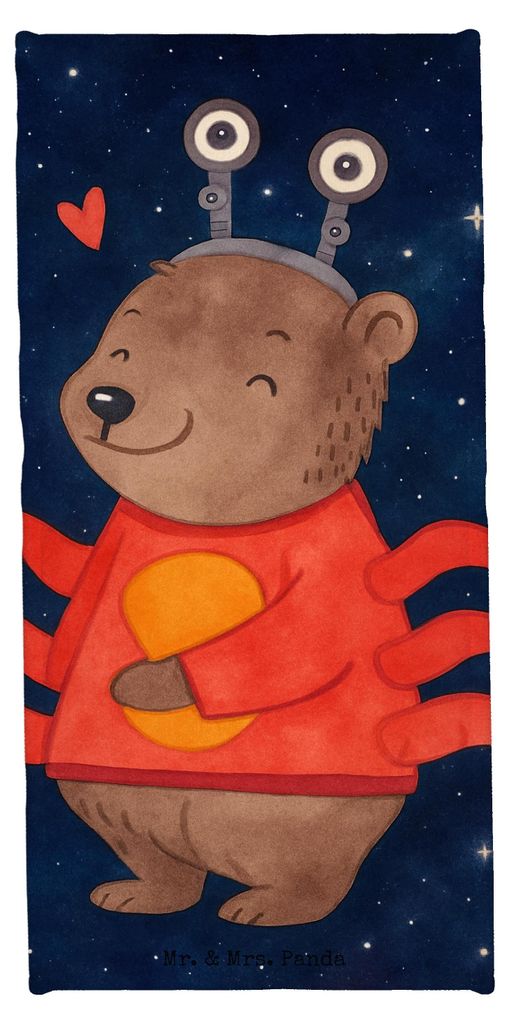 Mr. & Mrs. Panda Handtuch Krebs Astrologie Design - Weiß - Geschenk, Sternzeichen, sporthandtuch, Duschtuch, Reisehandtuch, Tierkreiszeichen, Gebu...