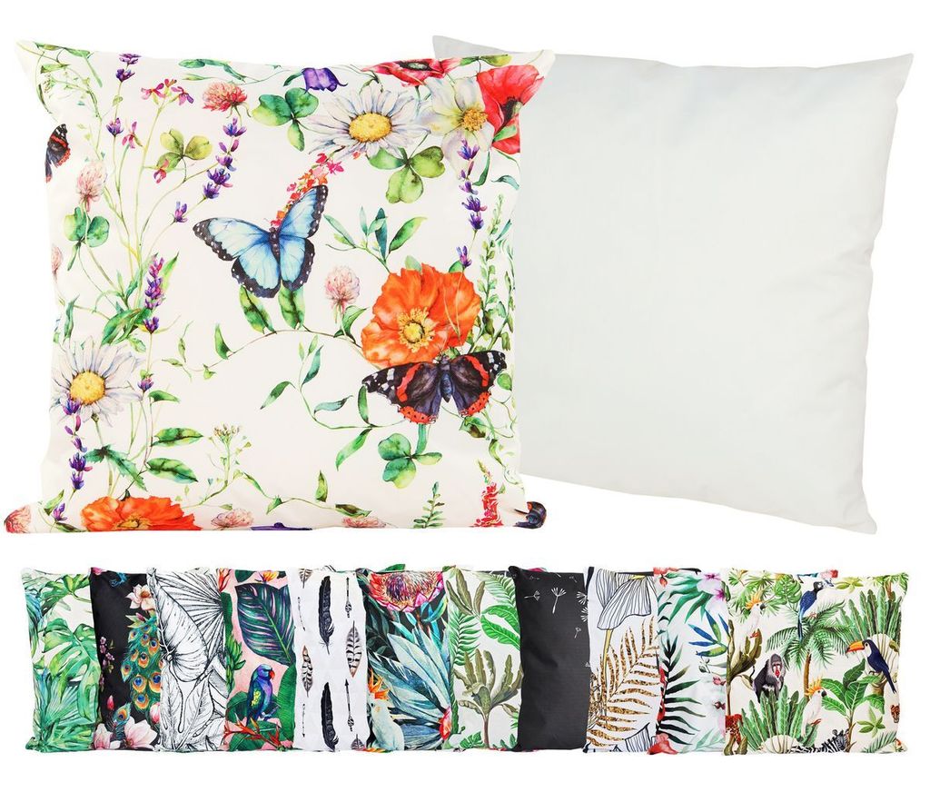 JACK Outdoor Motiv Kissen 45x45cm Lounge Dekokissen inkl. Füllung Wasserabweisend Sitzkissen Garten Stuhl, Farbe:Sommerwiese