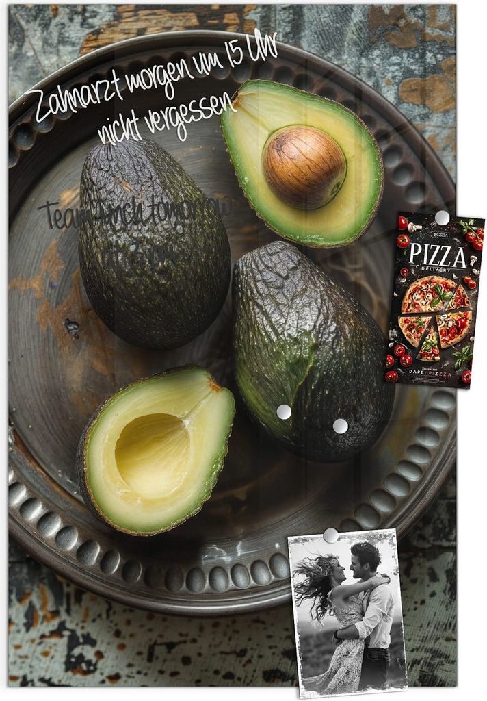 Magnettafel 40x60cm Pinnwand Whiteboard beschreibbar - Avocados Holzteller