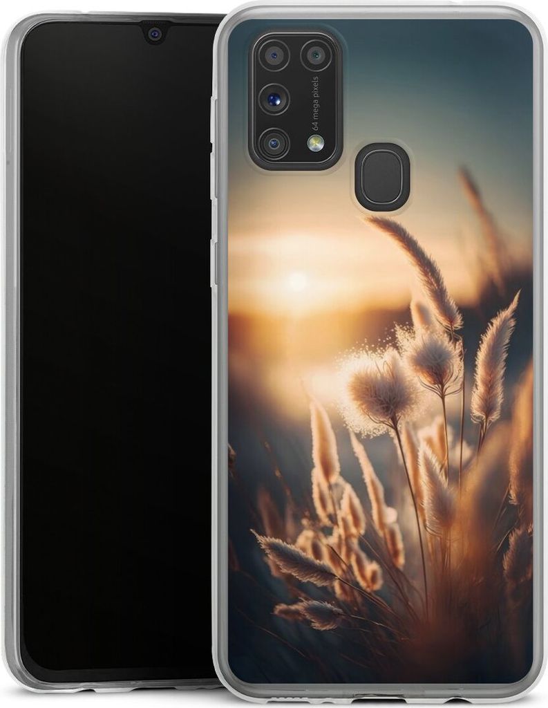 DeinDesign Slim Hülle für Samsung Galaxy M31 Silikon Case Ultra Dünn Handyhülle Natur Sonne Pampasgras