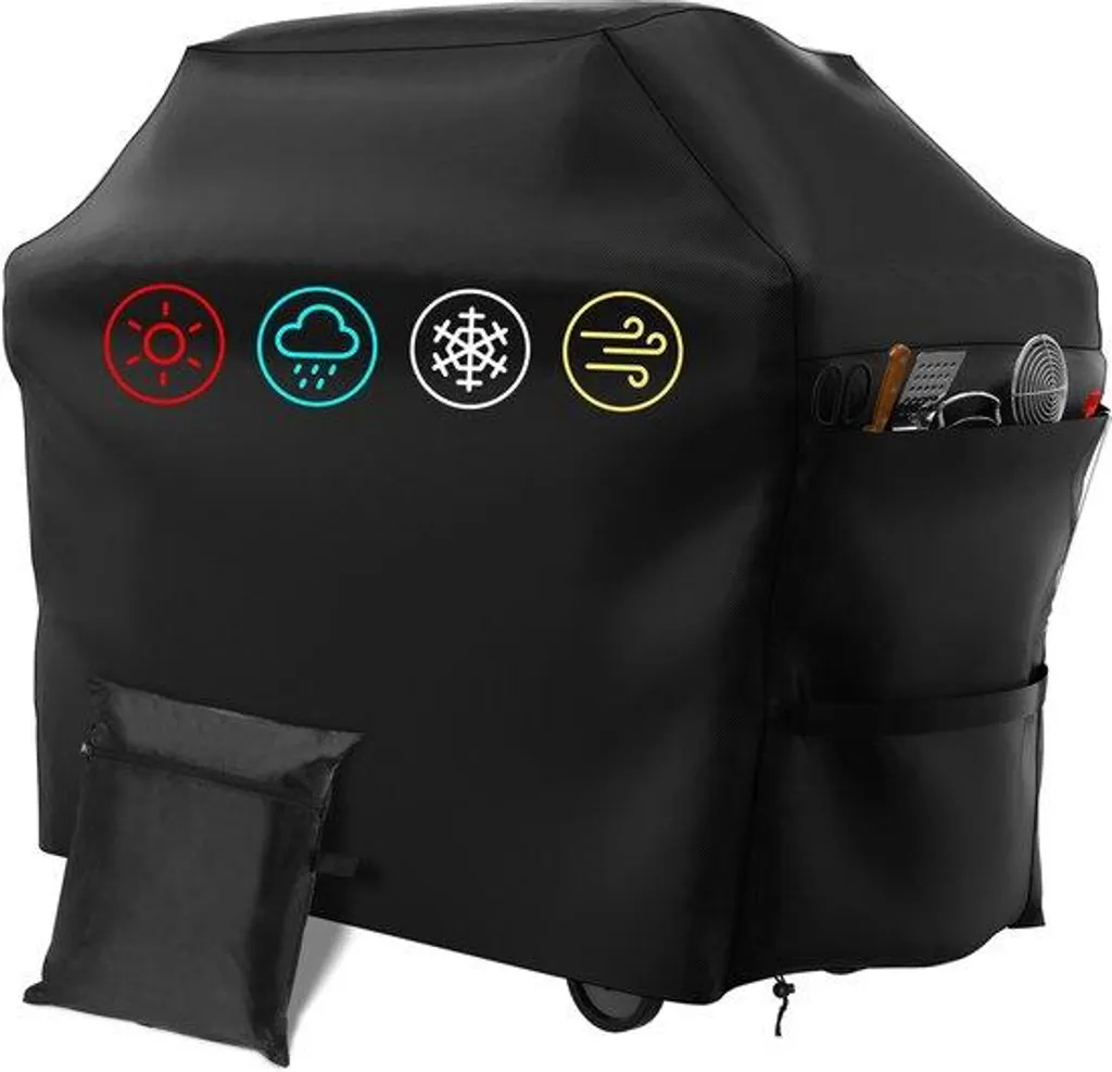 Housse Barbecue Gaz 145cm Noire Imperméable - Protection Ultra Résistante