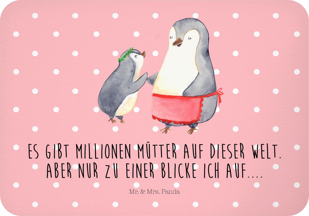 Mr. & Mrs. Panda magnet Pinguin mit Kind - Rot Pastell - Geschenk, Mutter, Muttertag, Vorbild Mama, Notizhalter, Kühlschrankmagnet, haftmagnet, wh...