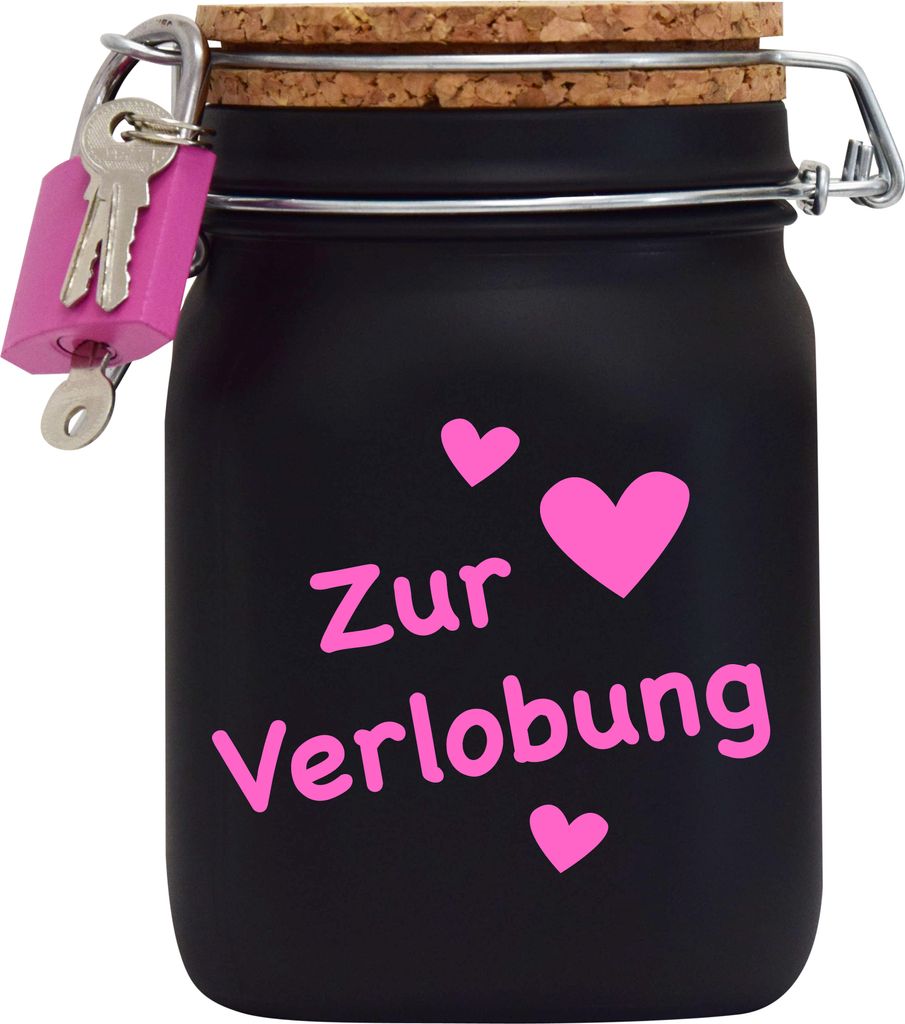 Spardose Geld Geschenk Ideen Zur Verlobung Design2 Schwarz Größe L 1 Liter