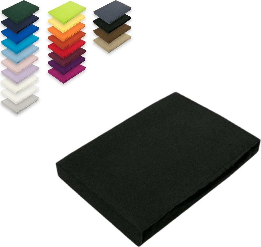 Topper Jersey Spannbettlaken 90x190 - 100x200 cm Schwarz