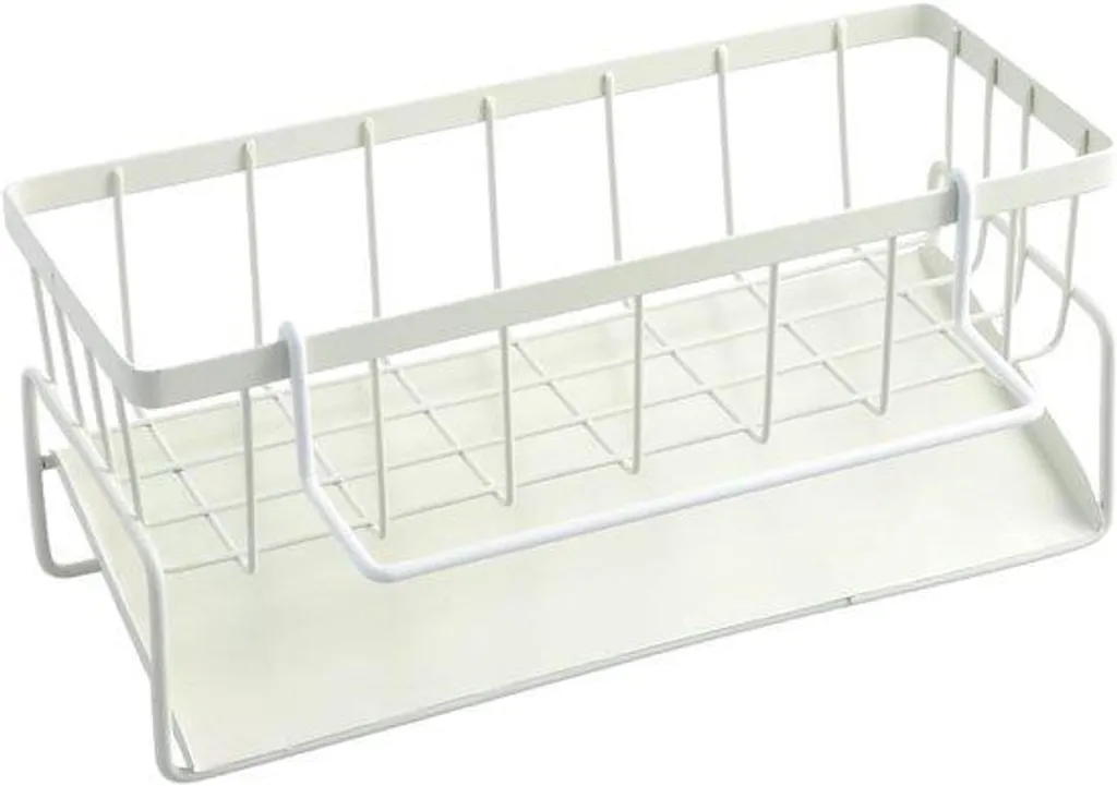 ACTIUSIS Porte-éponge Évier en Acier Inox Blanc avec Bac de Récupération