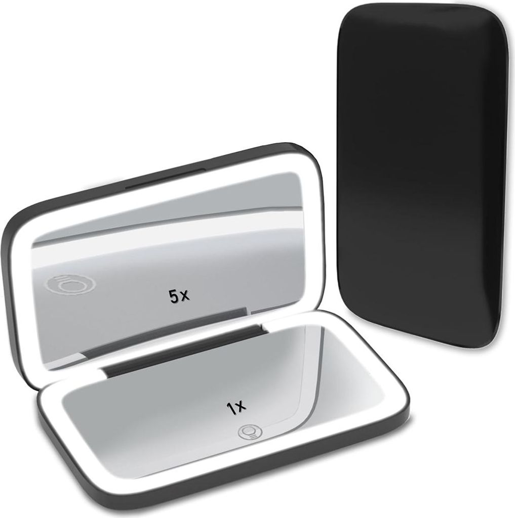 5X LED Kosmetikspiegel, Doppel-Seite Beleuchteter Schminkspiegel, 3 Lichtfarben