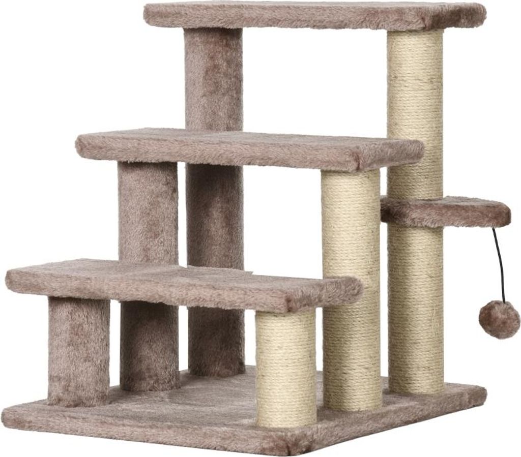 Fortuna Lai Kratzbaum, Haustiertreppe, 3 Stufen, Spielball, bis 5 kg, 45x40x48cm, Braun