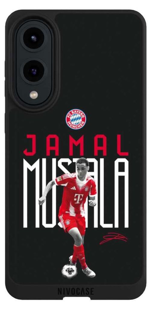 NIVOCASE Handyhülle für Samsung Galaxy S25 Edge Hülle NIVOpure Case Schwarz FC Bayern München Offizielles Lizenzprodukt Jamal Musiala