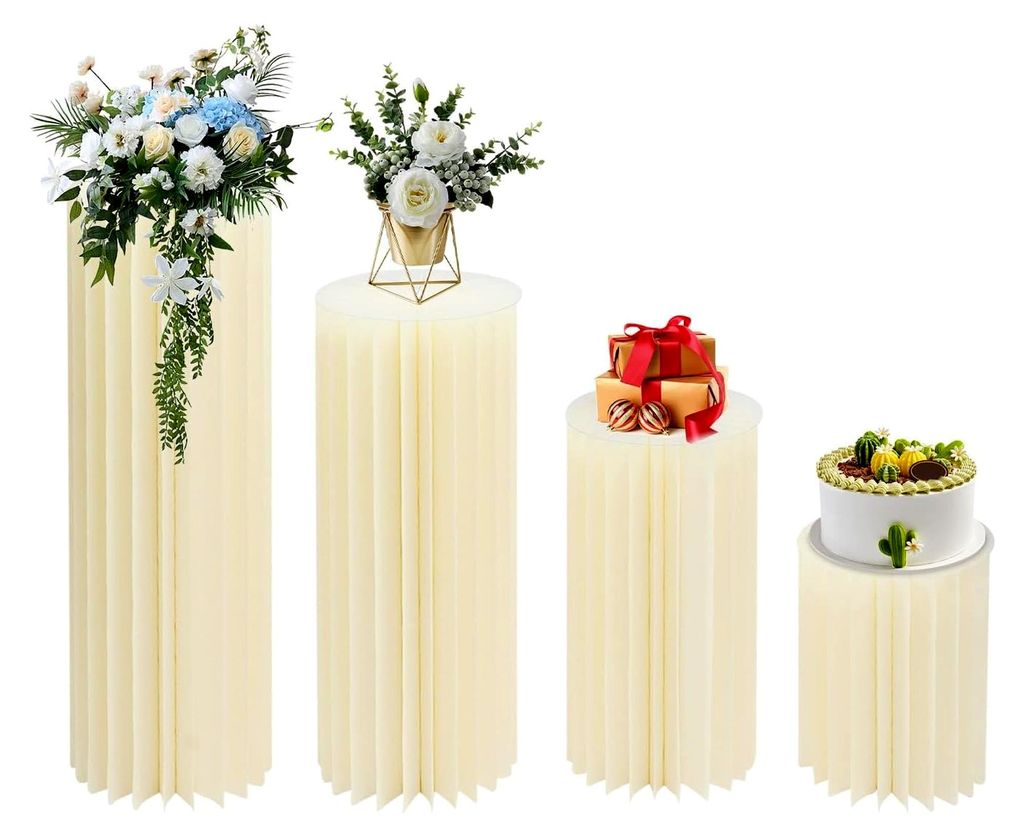 4 Stück Hochzeit Karton Blumenständer Vasen Tafelaufsätze aus Pappe mit DREI PVC-Platten Tragfähigkeit von etwa 30kg Faltbarer Tafelaufsatz