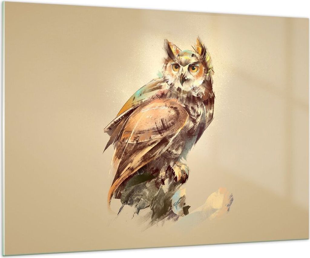 Bilder auf glas - Eule Vogel Natur - 100x70cm - Glasbilder Produktbild 