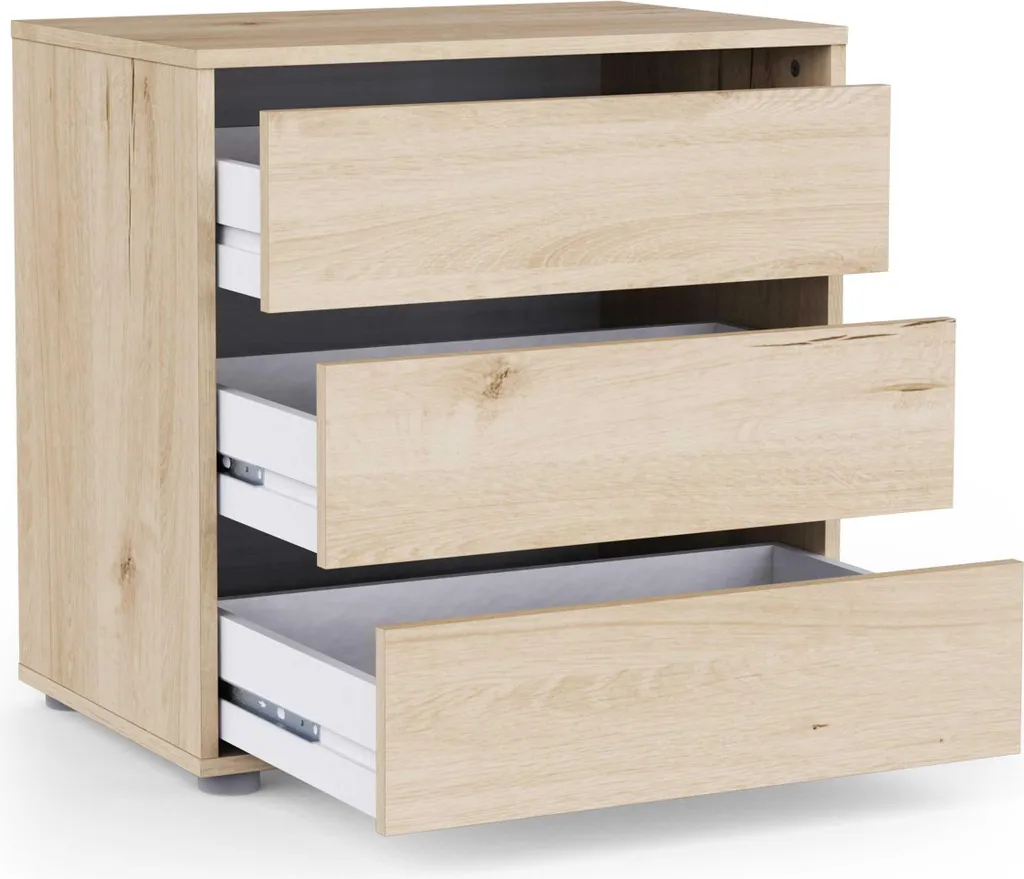 Commode en chêne 3 tiroirs compacte pour chambre et bureau