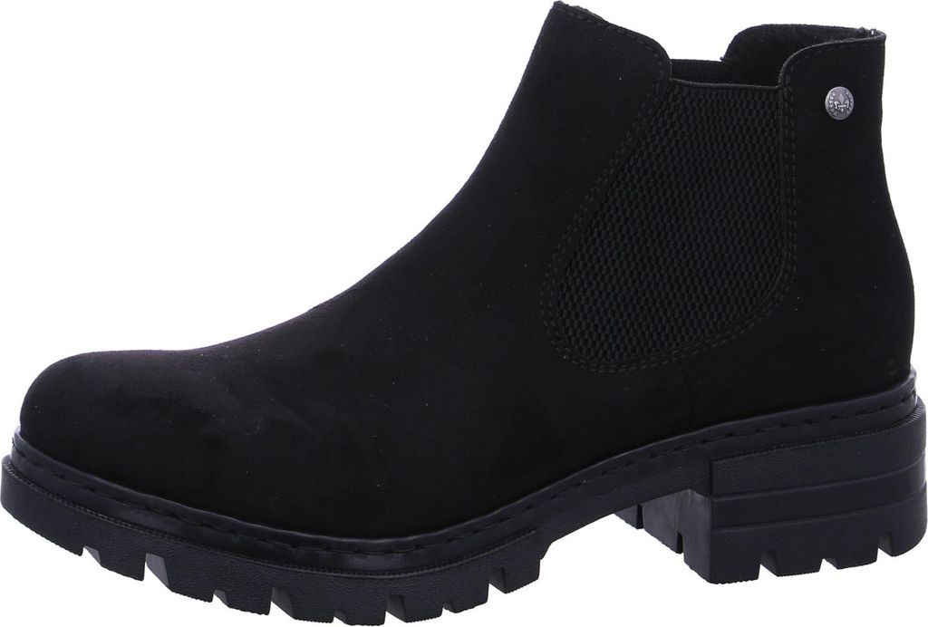 Rieker Damen Stiefelette Chelsea Boot Stretch Blockabsatz 76884, Größe:39 EU, Farbe:Schwarz