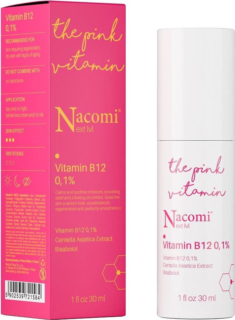 Nacomi Next Level Vitamin B12 Intensivserum 0,1%, 30 ml - Effektive Anti-Aging Pflege für strahlende Haut