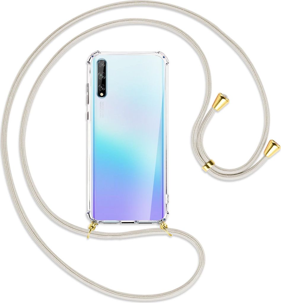 Handykette Backcover-Schutzhülle mit Band (Metall goldfarben) für Huawei P Smart S // Enjoy 10s / Y8p - broken white