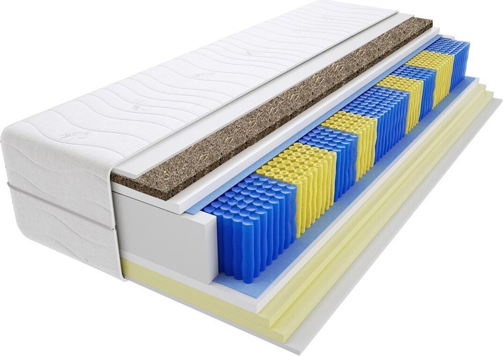 Matratze 135x220 cm Doppelmatratze, H2 & H4 Federkernmatratze, Taschenfederkernmatratze 22 cm Hoch Visco Memory Seegras Hypoallergene, HR-Schaum, W...
