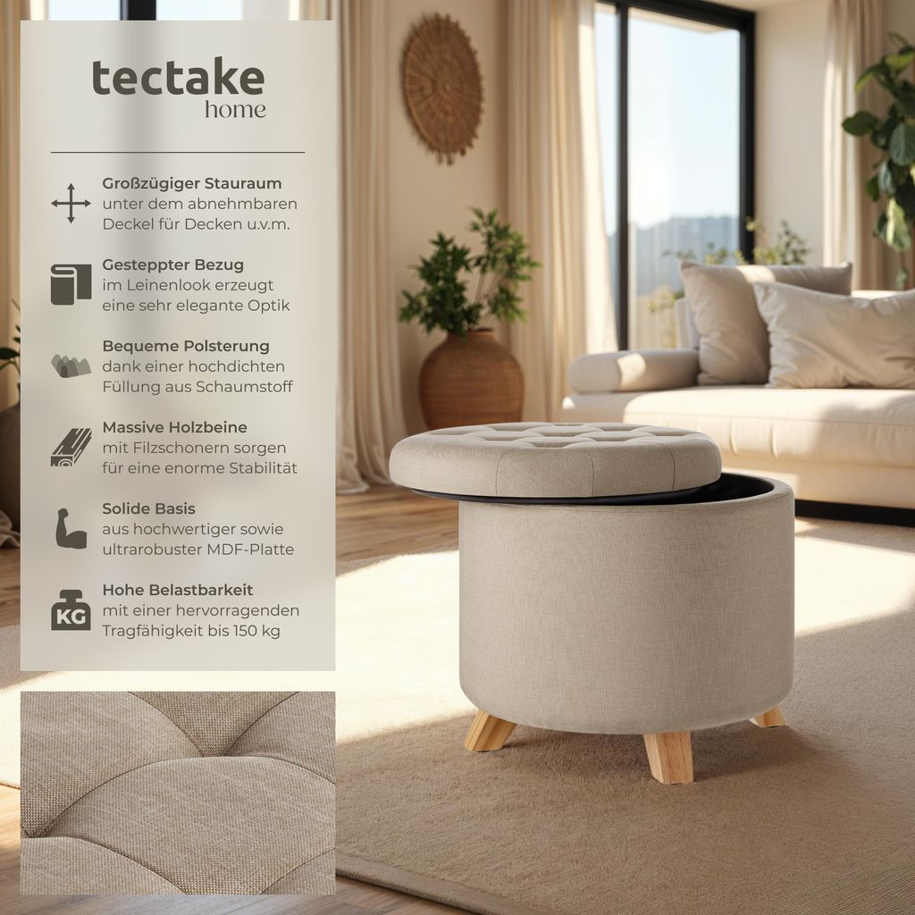 Stolička s úložným priestorom Suna 44,5 x 41,5 cm Obrázok produktu 2