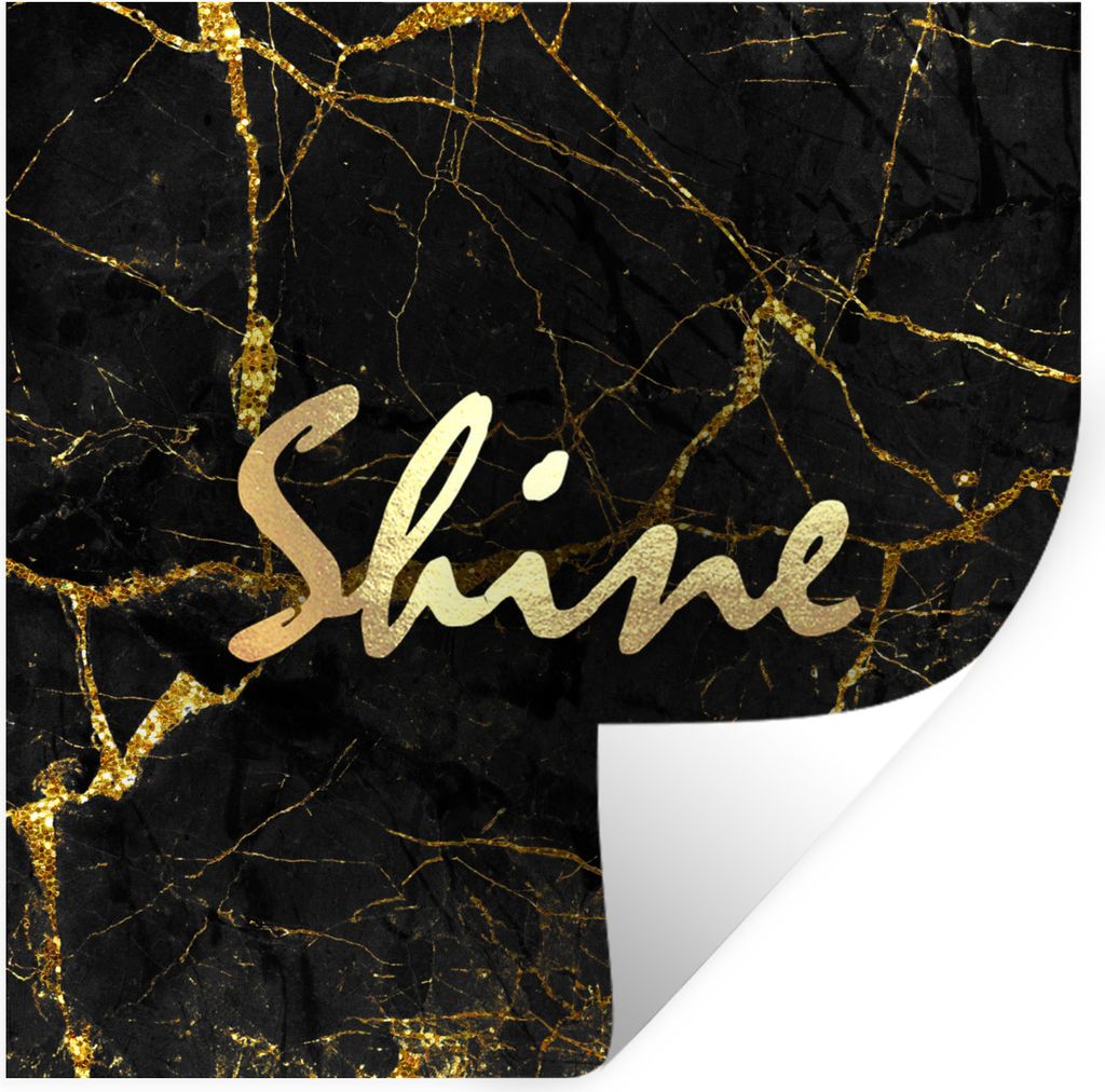 MuchoWow Wandtattoo Wandsticker Wandaufkleber Zitat - Glänzen - Gold - Marmor 100x100 cm Selbstklebend und Repositionierbar - Wierderverwendbar ...