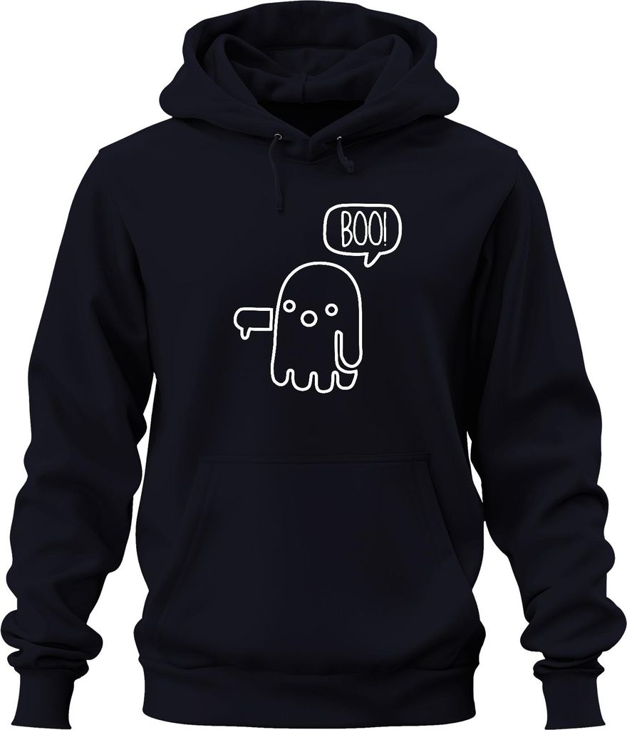 BOO! süßer Geist Halloween lustig Kinder Cartoon niedlich retro Uni Hoodie Kapuzenpullover, Navy, 3XL