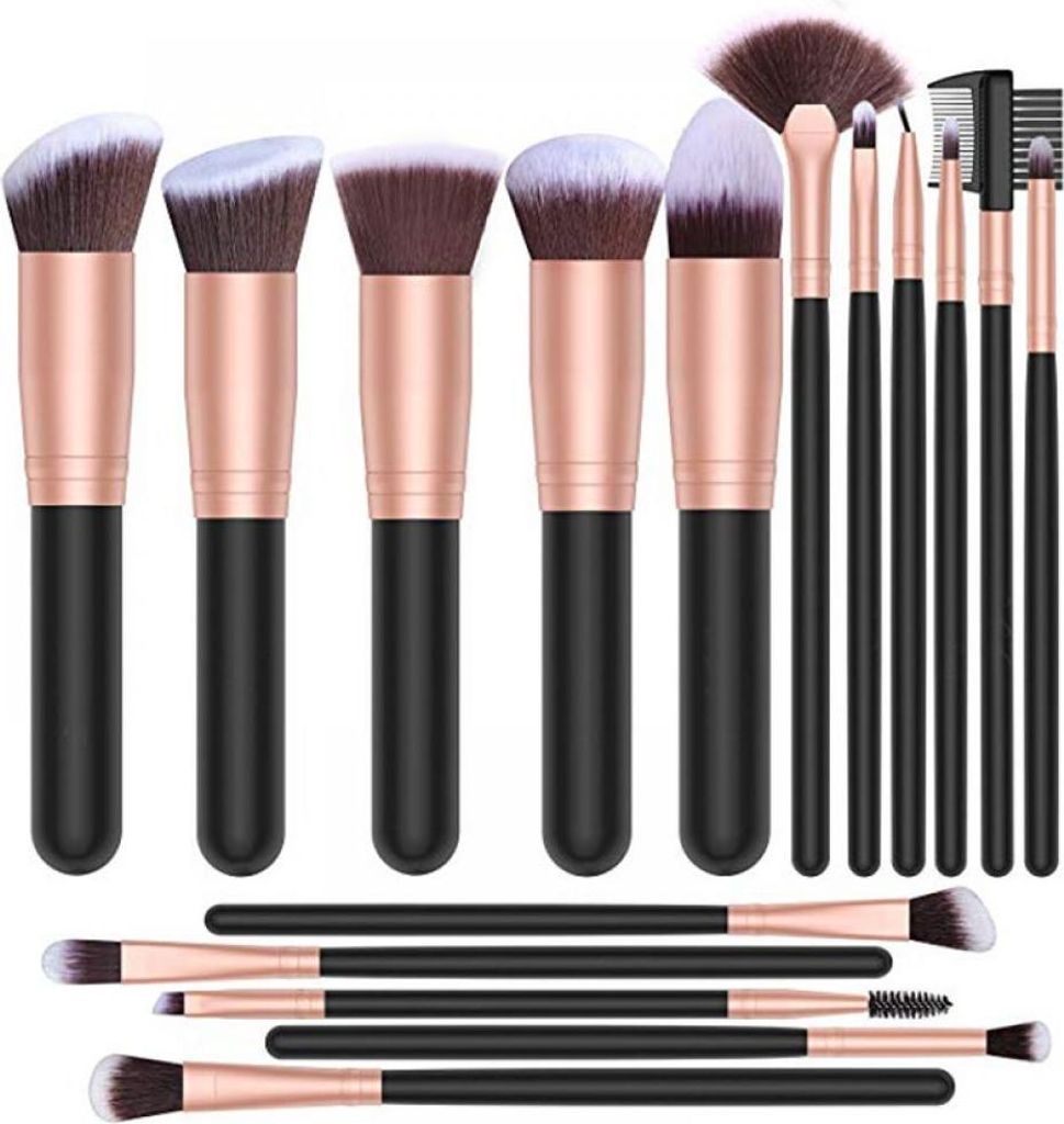 Make-up Pinselset mit synthetischen Borsten - Pinsel für Foundation, Lidschatten, Augen und Gesicht - Flüssige Profi-Kosmetikpinsel - Roségoldfa...
