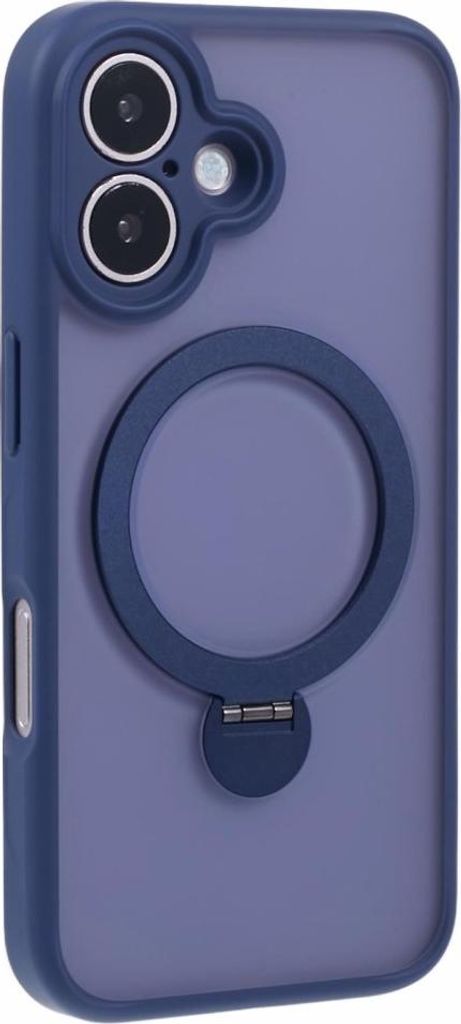 iPhone 16 Hülle - Coverup Transparent Silikon Back Cover mit 360° MagSafe Compatible Ring Kickstand - Blau