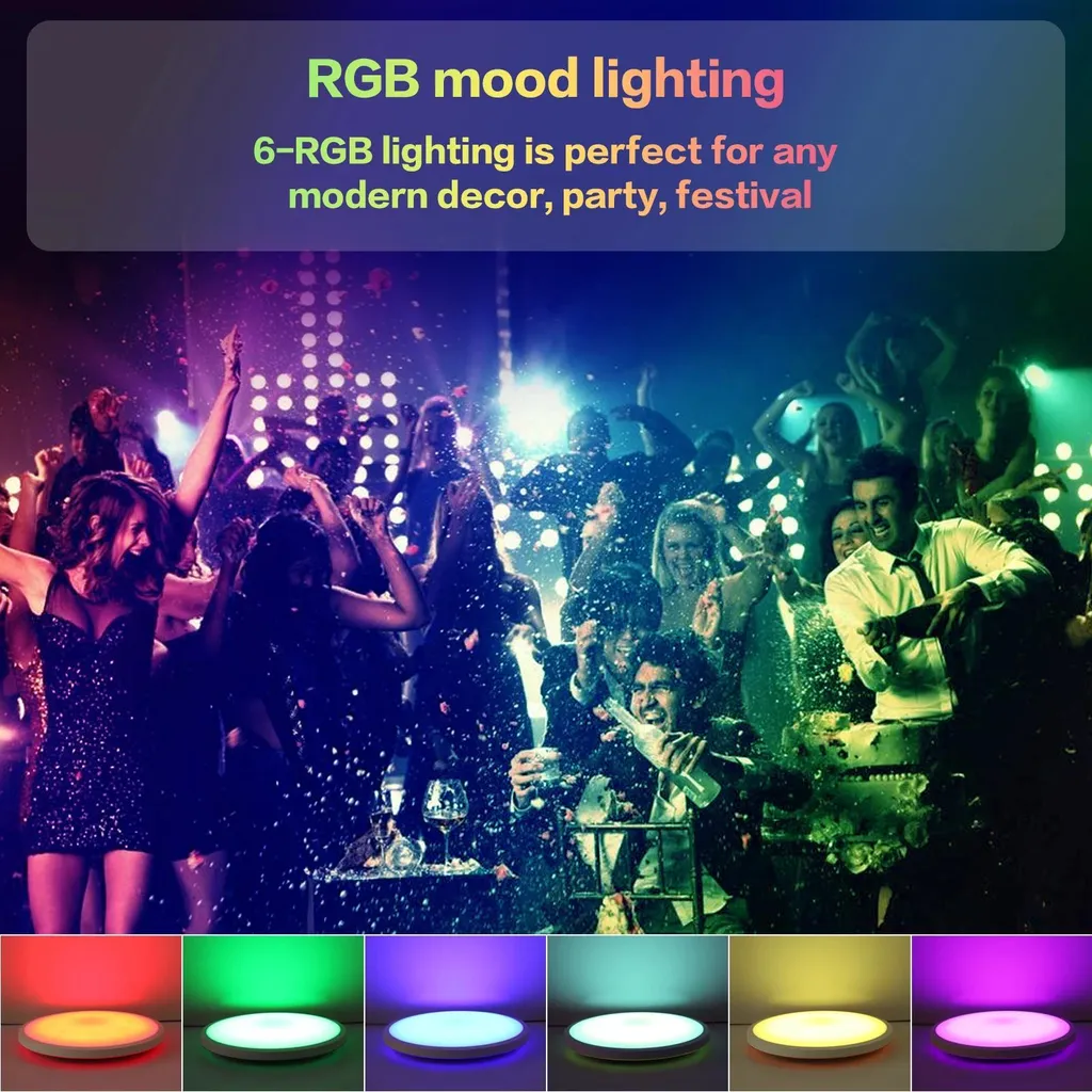 Plafonnier LED RGB 24W avec télécommande et rétroéclairage 6 couleurs - 5