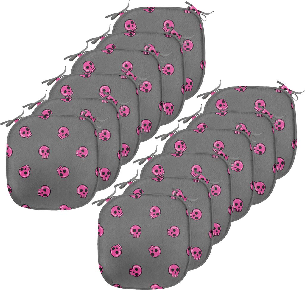 ABAKUHAUS Schädel Polster für Esszimmerstühle, Emo Schädel Teen Kultur, Dekoratives wasserfestes Kissen mit Riemen für Küchensitze, 40 cm x 4...