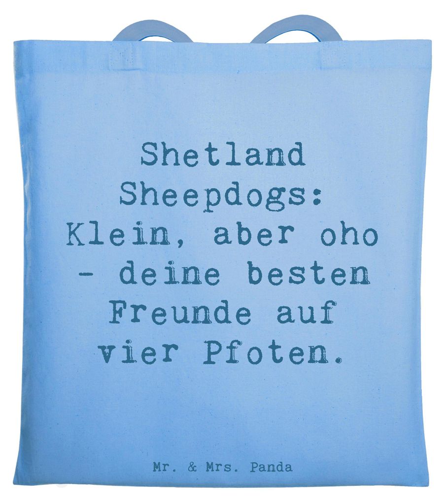 Mr. & Mrs. Panda Uni Tasche Spruch Shetland Sheepdog Freunde - Sky Blue - Geschenk, Intelligenz, Treue, Hunderassen Eigenschaften, Einkaufstasche, ...