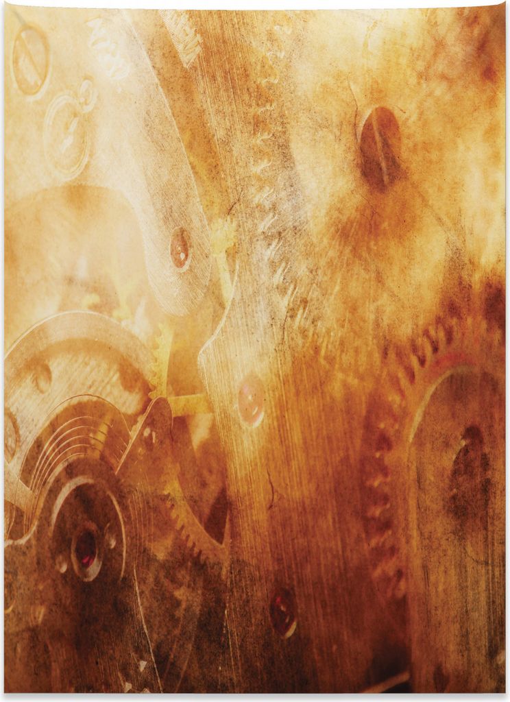 Abakuhaus Orange Wandteppich, Retro altes historisches aus Weiches Mikrofaser Stoff Kein Verblassen Klare Farben Waschbar, 110 x 150 cm, Orange